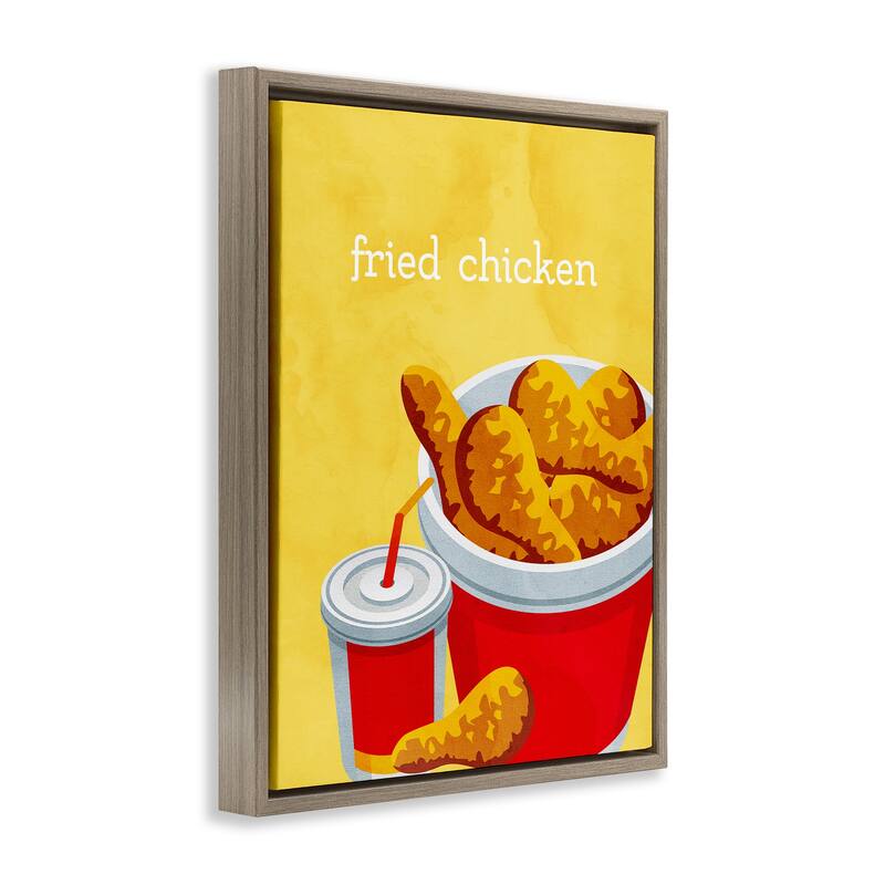 Stupell Chicken Bucket Takeout Framed Floater Canvas Wall Art Design By Kim Allen