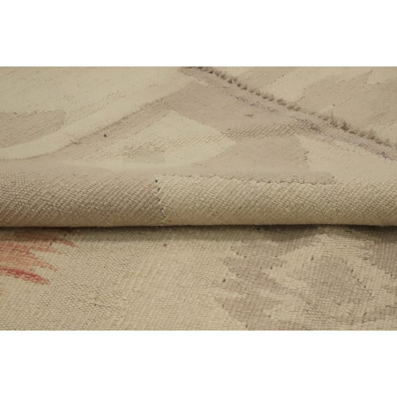 Hand Woven Oriental 100% Wool Carpet Southwestern Tribal Beige & Ivories Kilim Area Rug - 7' 0'' X 4' 6''