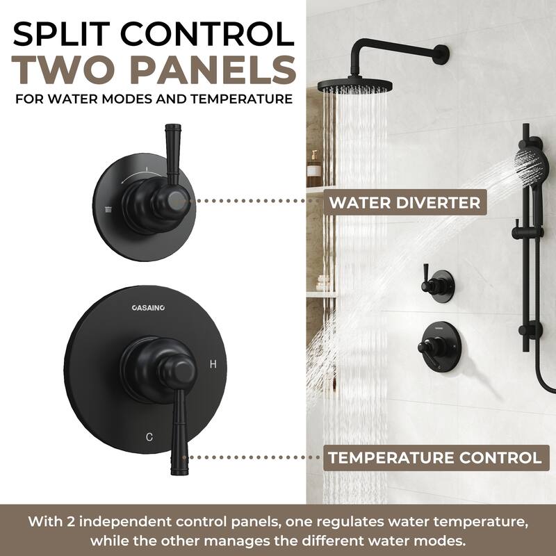 4-Spray Shower System with 8 in. Rainfall Shower Head, 3-Mode Handheld Shower, Pressure Balance Valve, and Adjustable Slide Bar