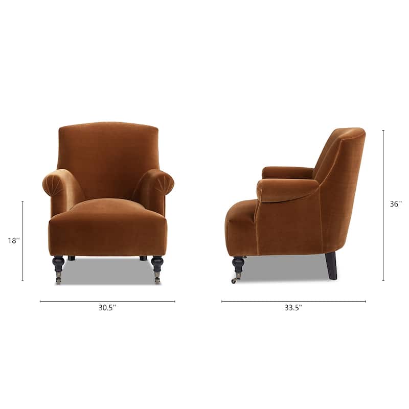 Eloise 30" Transitional Velvet Pleated Sock Arm Accent Chair