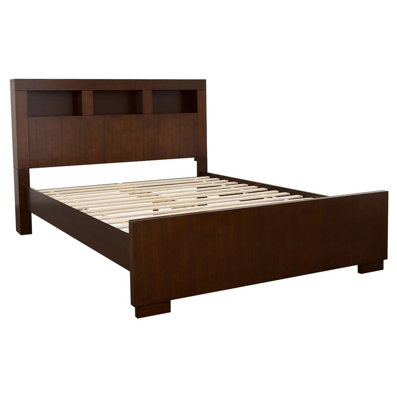 Jessica Bedroom Set With Bookcase Headboard Cappuccino