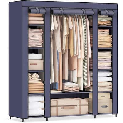 Bedroom Portable Closet with Non-Woven Cover, Clothes Storage Organizer, 59 x 17.7 x 69 Inch