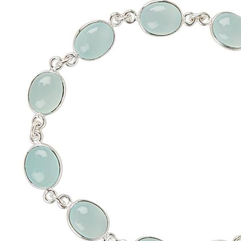 925 Sterling Silver Aqua Chalcedony Bracelet