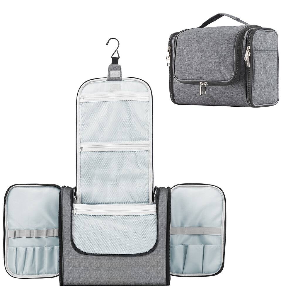 Large Hanging Toiletry Bag for Travel & Daily Use, Water-Resistant Dopp Kit for Makeup, Shaving, Toiletries