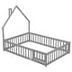 preview thumbnail 83 of 109, Twin/Full Montessori Toddler Floor Bed Frame, Modern House-Shaped Bed Frame with Fence and Full-Length Guardrails for Girls Boys
