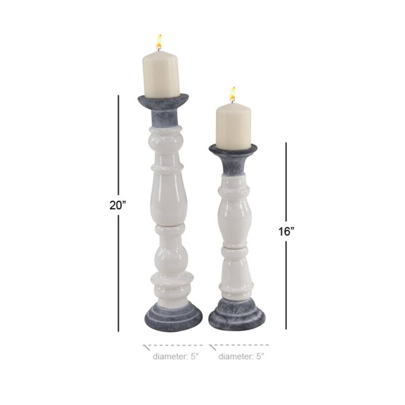 Stoneware Country Candle Holder (Set of 2) - S/2 16", 20"H