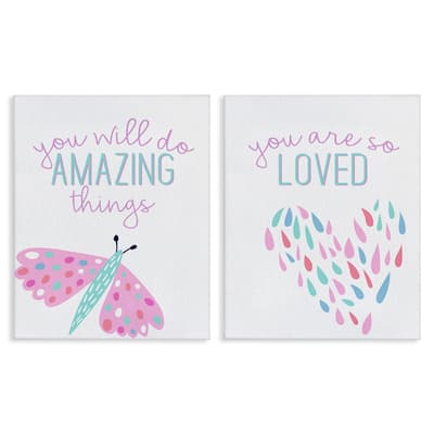 Stupell Pastel Inspirations with Dragonfly Canvas Wall Art Design By Kim Allen (Set of 2)