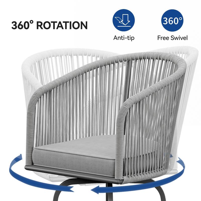 Moasis 4Pcs Patio Wicker Swivel Bar Chairs