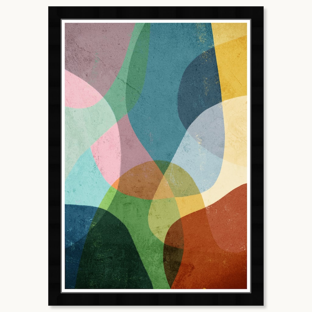Wynwood Studio Colored Spots Framed Retro Colorful Abstract Prints