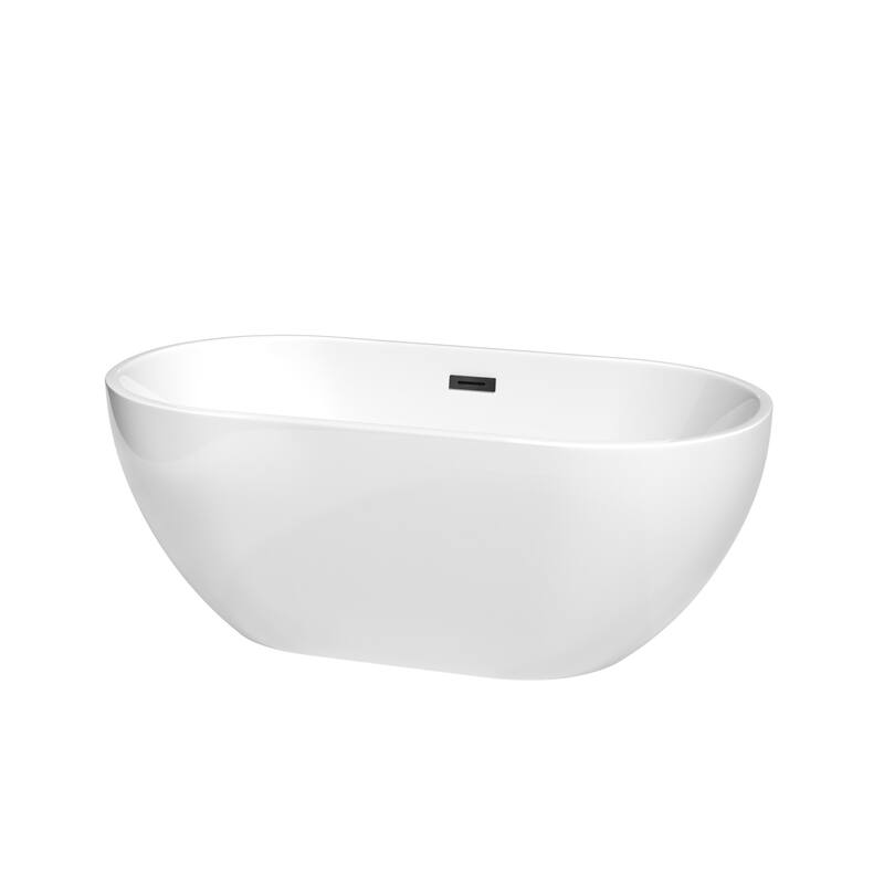 Wyndham Collection Brooklyn 60" Free Standing Acrylic Soaking Tub with - White / Matte Black Trim