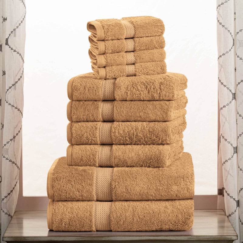 Superior Egyptian Cotton Pile Heavyweight 10-Piece Towel Set - Rust