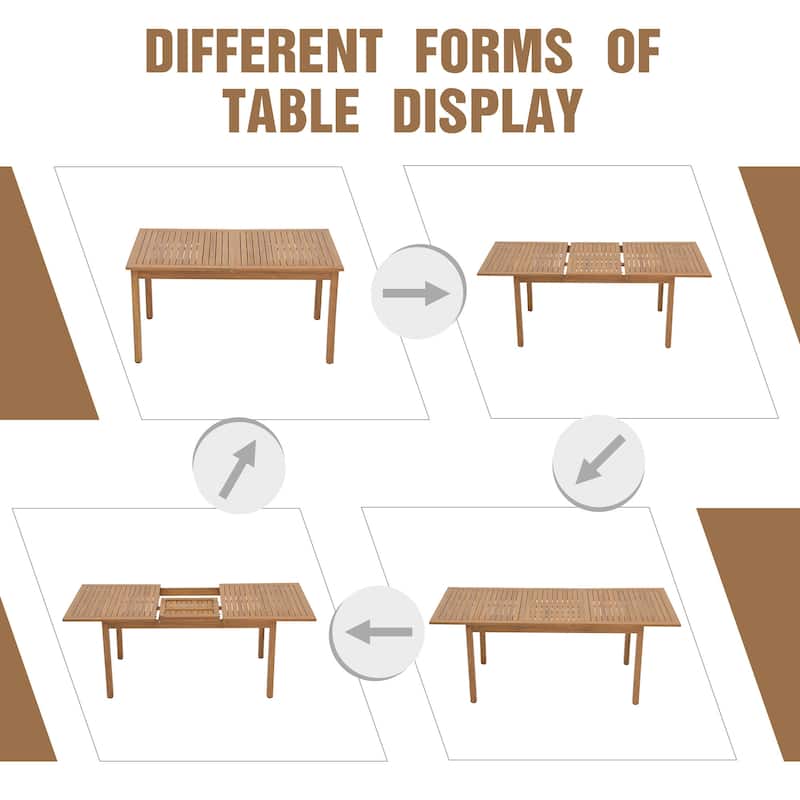 Outdoor 7-Piece Patio Dining Chair and Extendable Wood Dining Table
