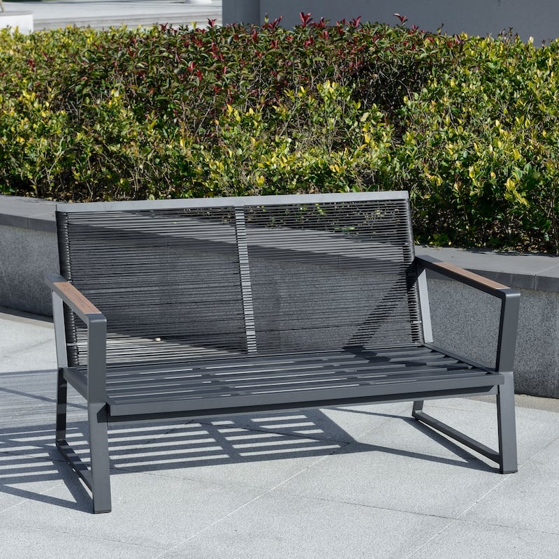 Outsunny 4 Piece Patio Furniture Set, Aluminum Conversation Set, Outdoor Garden Sofa Set