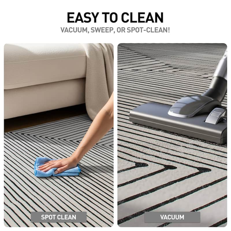 World Rug Gallery Bohemian Stripes Washable Non-Slip Area Rug