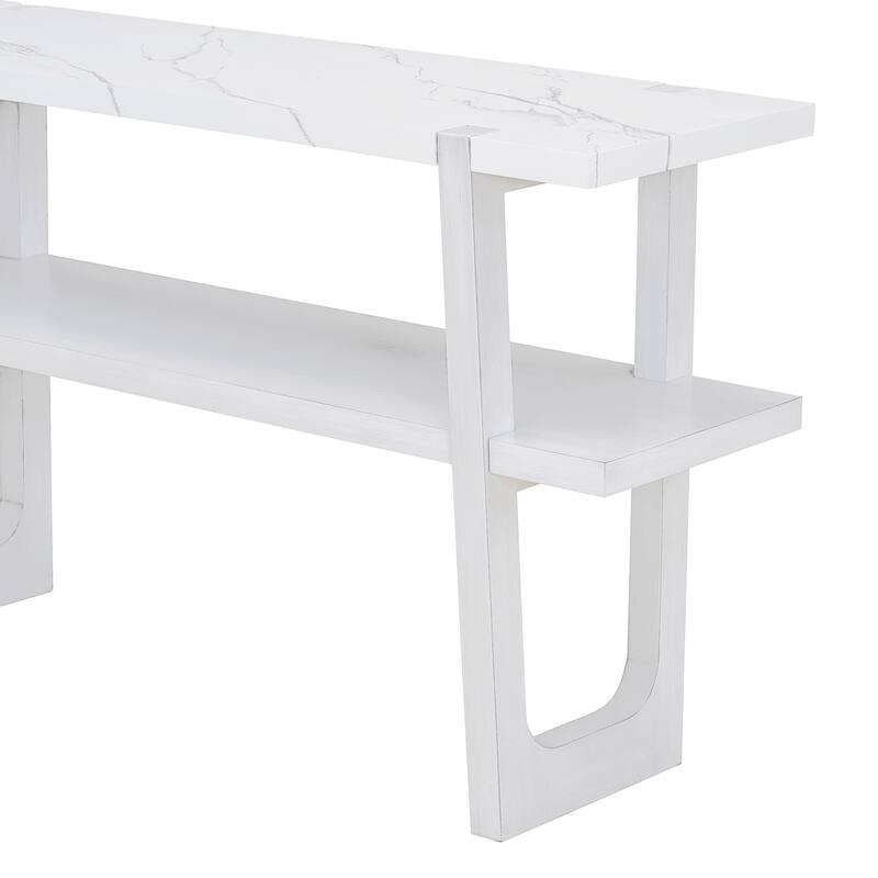 Elegant Console Table with Marble-Effect Top and Versatile Storage Solutions for Entryway and Living Room