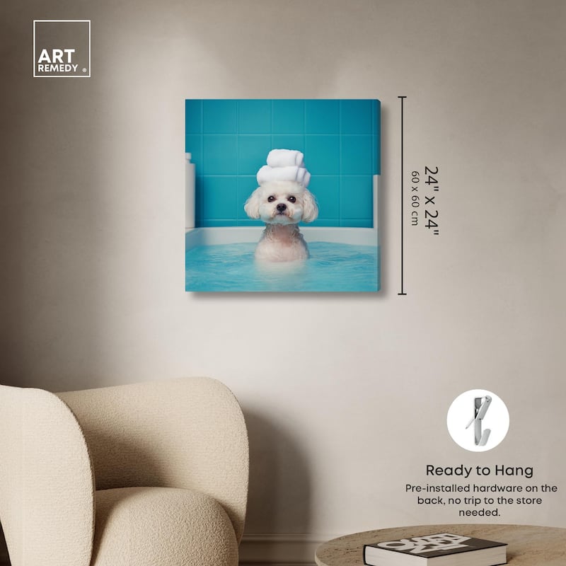 Fluff in the Tub Canvas by Art Remedy, Gallery Wrapped