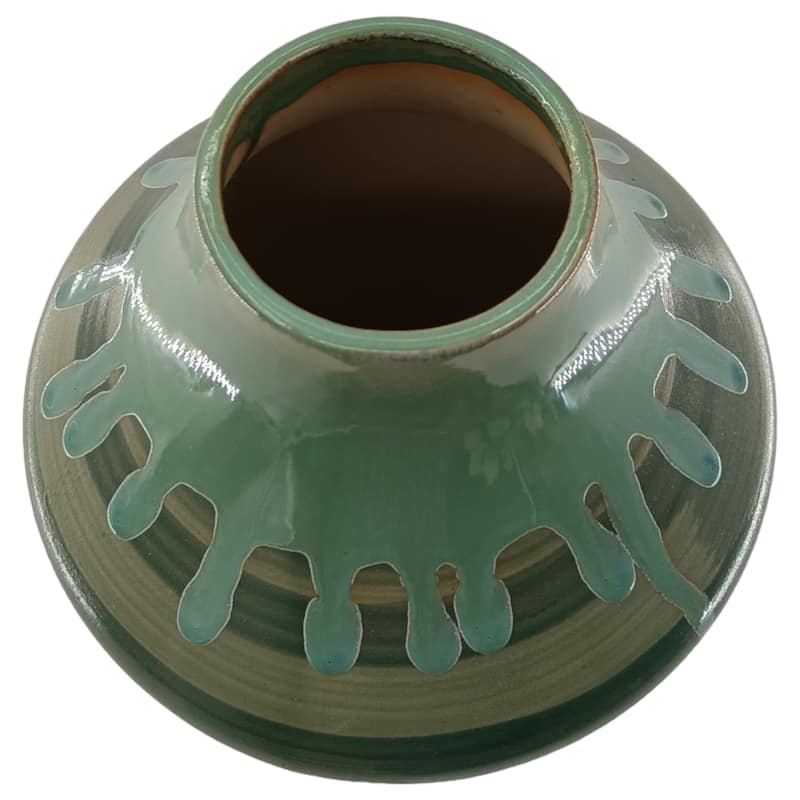 Ceramic Stoneware Decorative Vase with Glossy Drip Glaze Finish