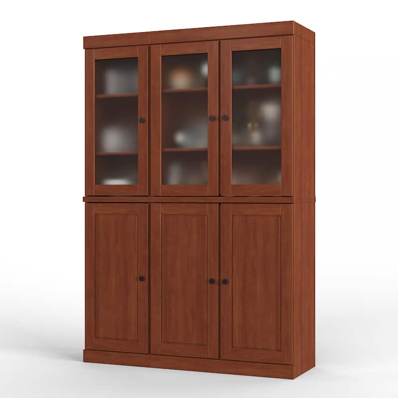 Palace Imports 100% Solid Wood 48.5" Pantry China Cabinet with Frosted Glass, Solid Wood Doors and 2-Drawers