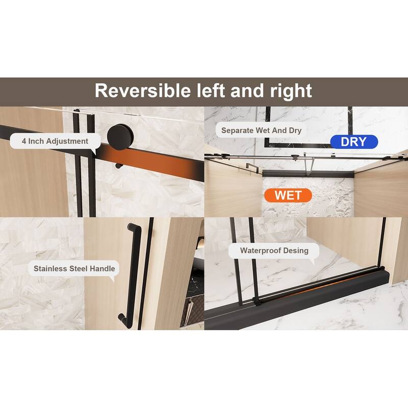 GDFStudio - Everett Frameless Single-Sliding Shower Door