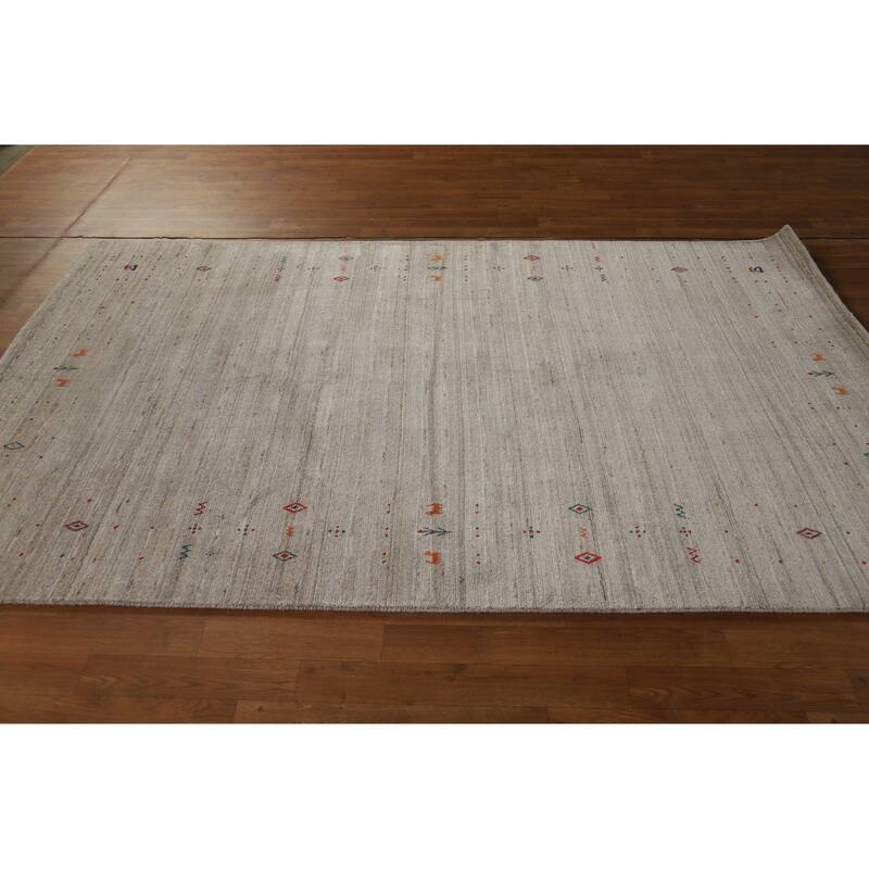 Hand Knotted Oriental 100% Wool Carpet Tribal Animal Pictorial Multi-Colored Gabbeh Area Rug - 8' 1'' X 5' 2''