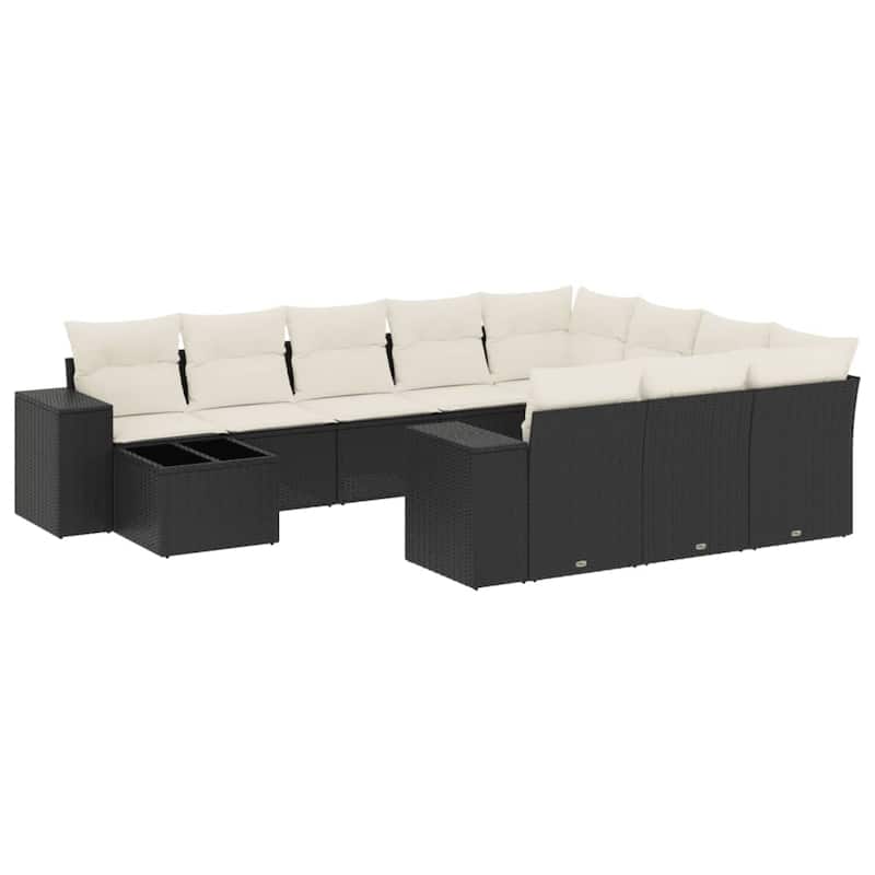 vidaXL Garden Sofa Set Black PE rattan Large UV-resistant - 24.4 x 32.7 x 27.2