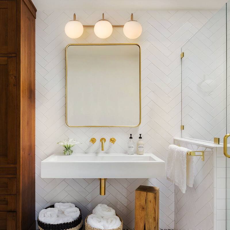 3/4-Light Dimmable Modern Bathroom Light Fixture with Frosted Glass