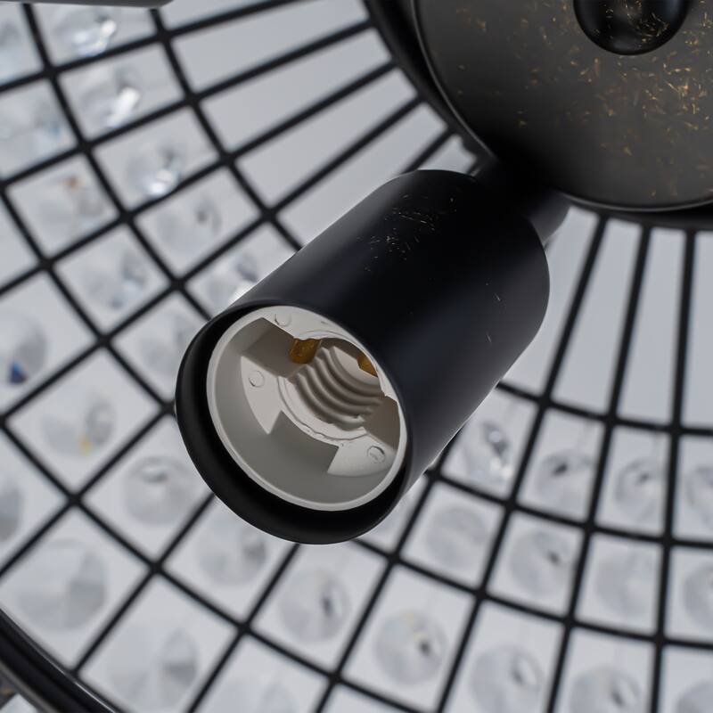 Retro French 4/5-Light Antique Brass Globe Crystal Chandelier for Living/Dining Room