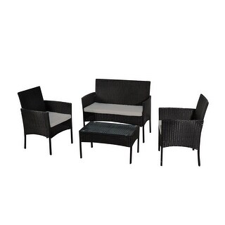 4-Piece Wicker Patio Conversation Set with Cushions - Bed Bath & Beyond ...