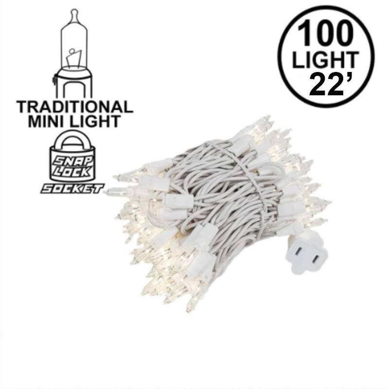 100 Light Christmas Mini Light Set, Black Wire, 22' Long