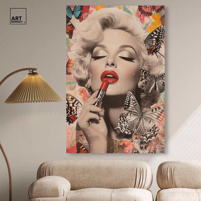 Iconic Lady Butterfly Collage Canvas by Art Remedy, Gallery Wrapped