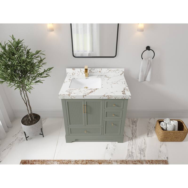 Willow Collections 36 in. W x 22 in. D Alys Left Offset Sink Bathroom Vanity with Countertop