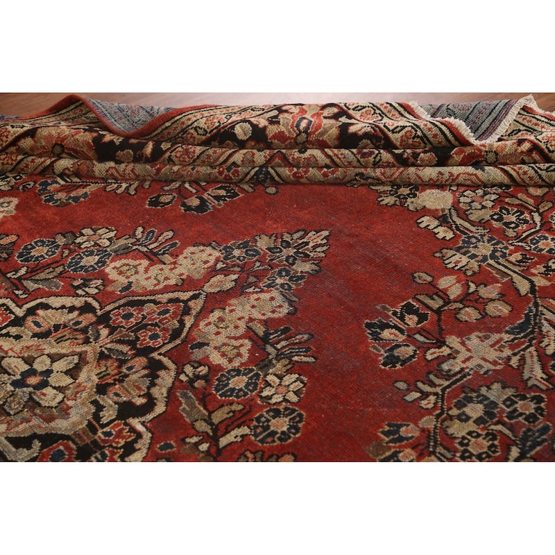 Mahal Persian Antique Area Rug Hand-Knotted Floral Wool Carpet - 8'11"x 12'3"