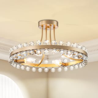 Starsky 4/9-light Modern Crystal Ceiling Light Round Semi Flush Mount