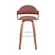 Daxton Mid-Century Swivel Bar Stool, Upholstered Counter Height Chair with Bentwood Legs