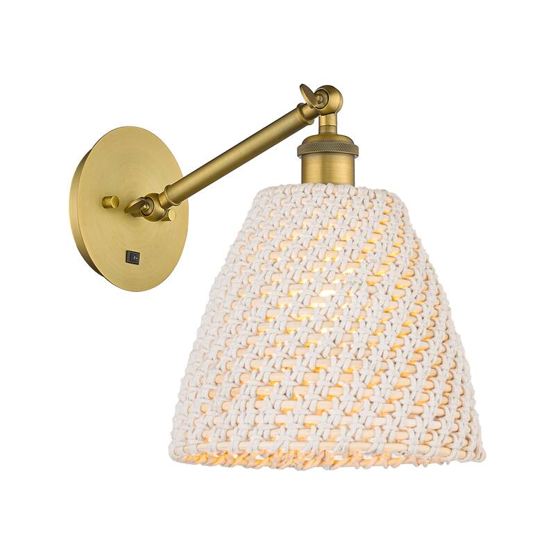 Innovations Lighting Endless Possibilities Ballston - Bristol Natural - 1 Light 9" Adjustable Sconce - Arm Adjusts Up and Down - Brushed Brass/Natural