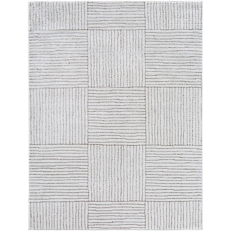 Galey Alix x Livabliss Architect I Modern Geometric Area Rug - Brown - 5' 3" x 7'