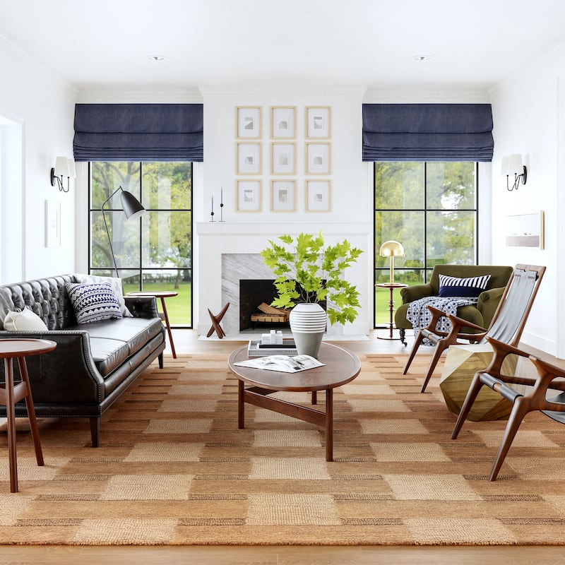 Remy Crosshatch Wool Area Rug - 7'6" x 9'6" - Brown