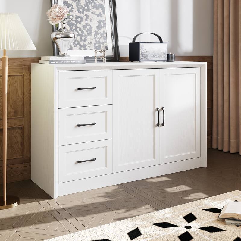 3-Drawer Lateral Filing Cabinet, Large Storage for Letter/Legal, White/Brown
