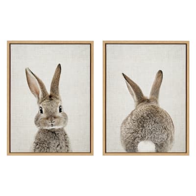 Kate and Laurel Sylvie Bunny Framed Canvas By Amy Peterson - Natural