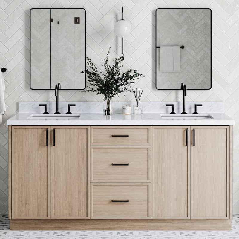 Ariel K73DCWRVO Kelly 73" Free Standing Double Basin Vanity Set with - White Oak