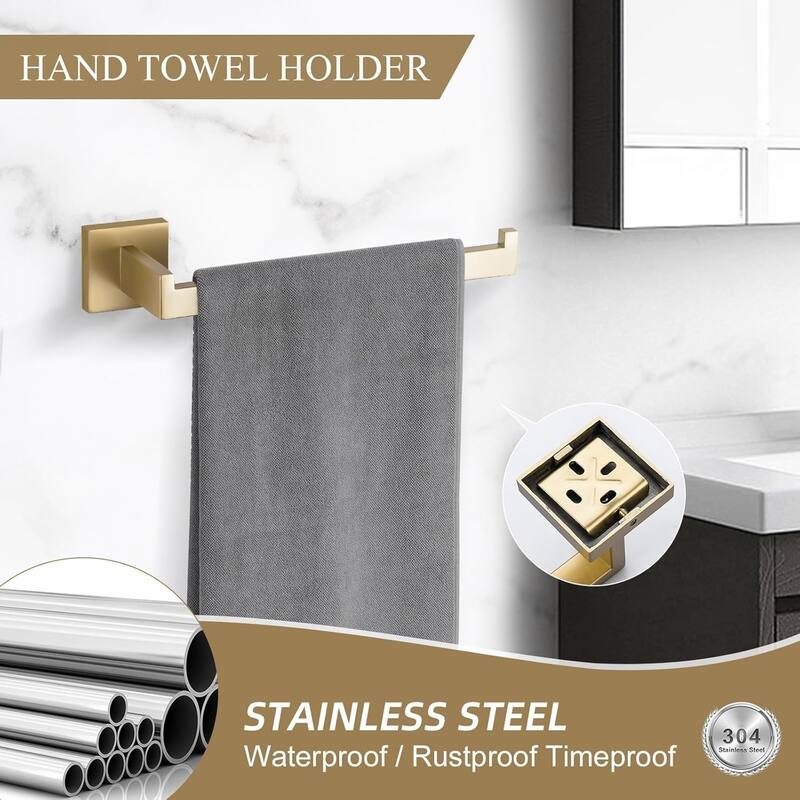 (Brushed Dark Gold) 4-Piece Bathroom Hardware Set 16 Inch Towel Bar Set, High Quality Stainless Steel.