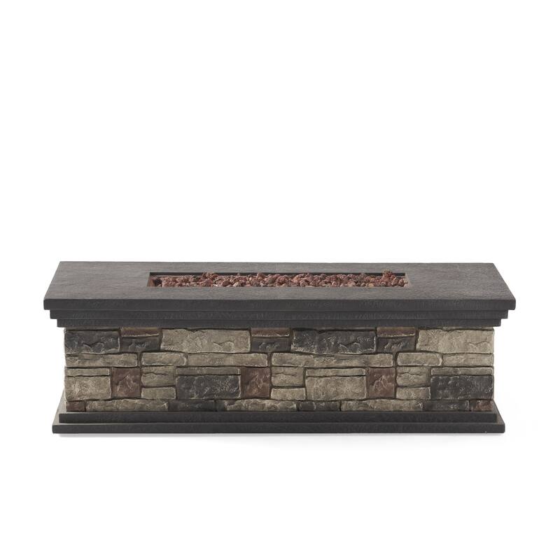 Chesney Outdoor 50,000 BTU Lightweight Concrete Rectangular Fire Pit (No Tank Holder) by Christopher Knight Home