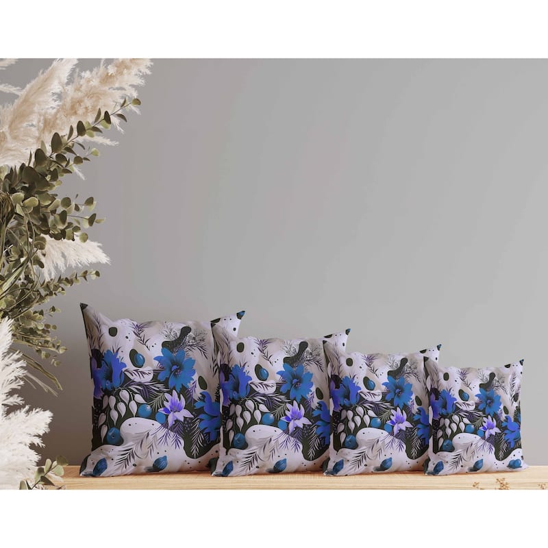 Charming Chronicles Indoor/Outdoor Reversible Throw Pillow Blue and Black