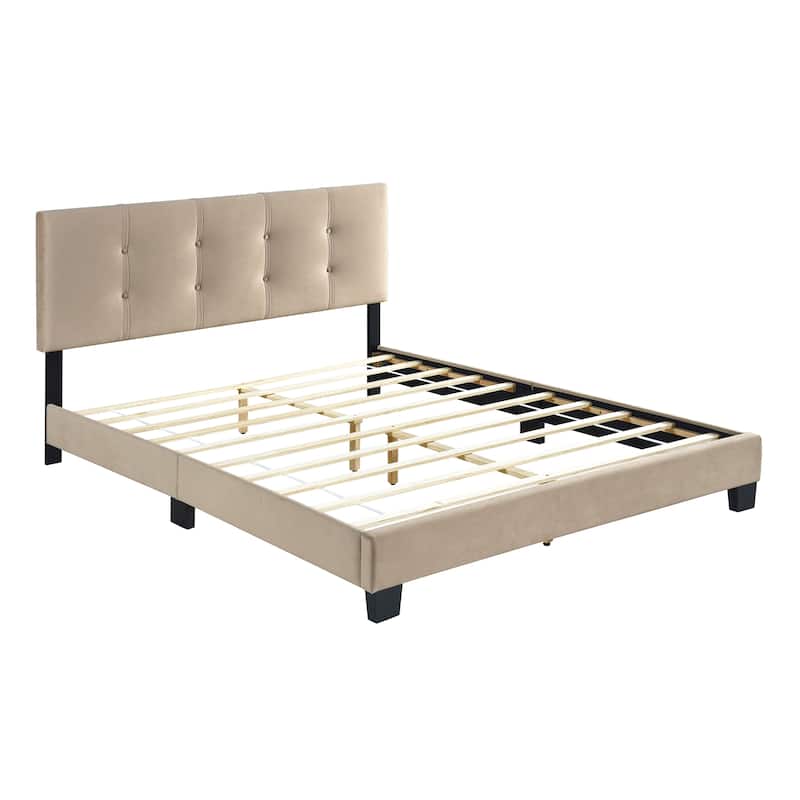Fort Velvet Upholstered Platform Bed, Queen
