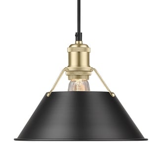 Yep by Golden Lighting Orwell 1-light 10in Pendant in Brushed Champagne Brass and Matte Black shade - Gold