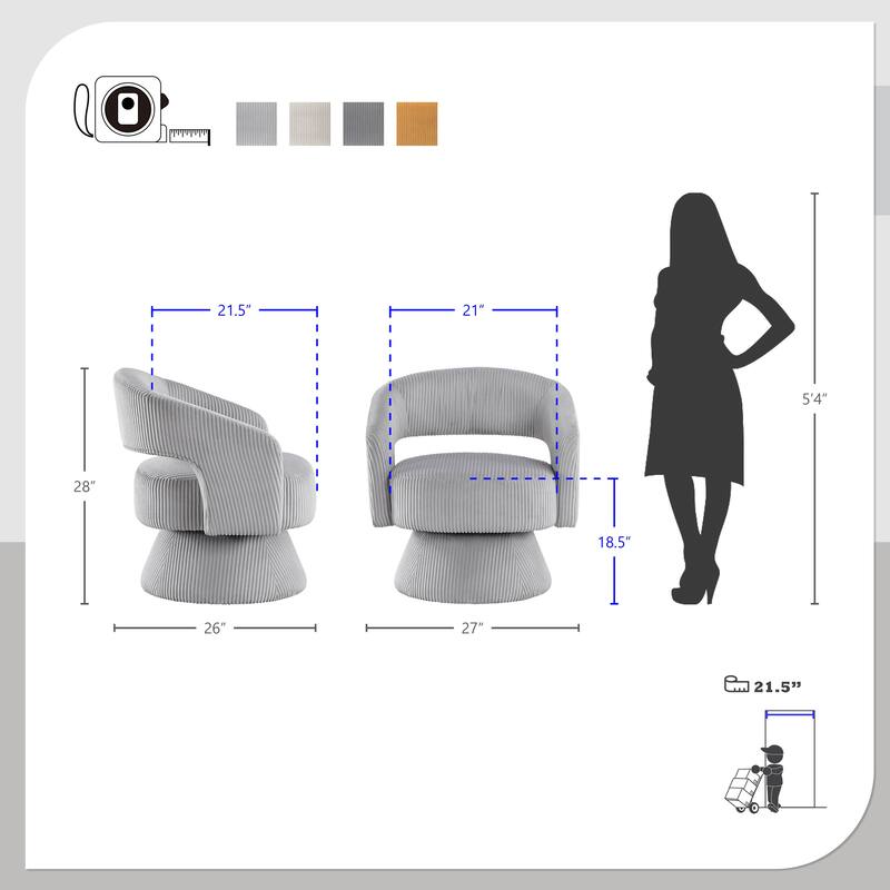 Parris Corduroy Swivel Chair