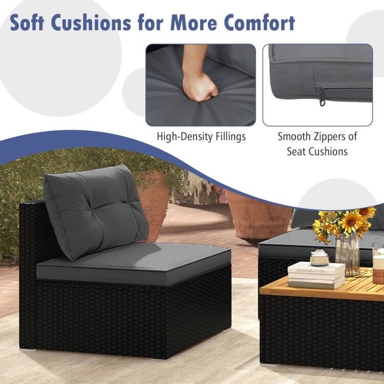 5-Piece Modern Outdoor Furniture Set for Backyard and Poolside - 27" x 25" x 25.5" (L x W x H)