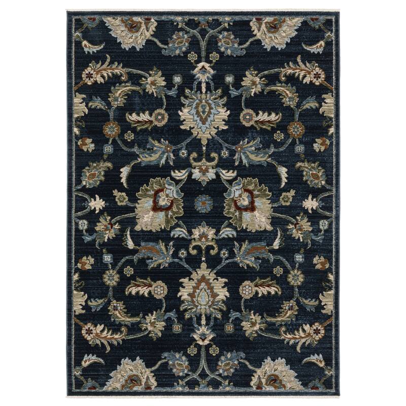 Style Haven Caiden Traditional Floral Area Rug - Navy Blue/ Multi - 2' 3" x 7' 6" - Runner