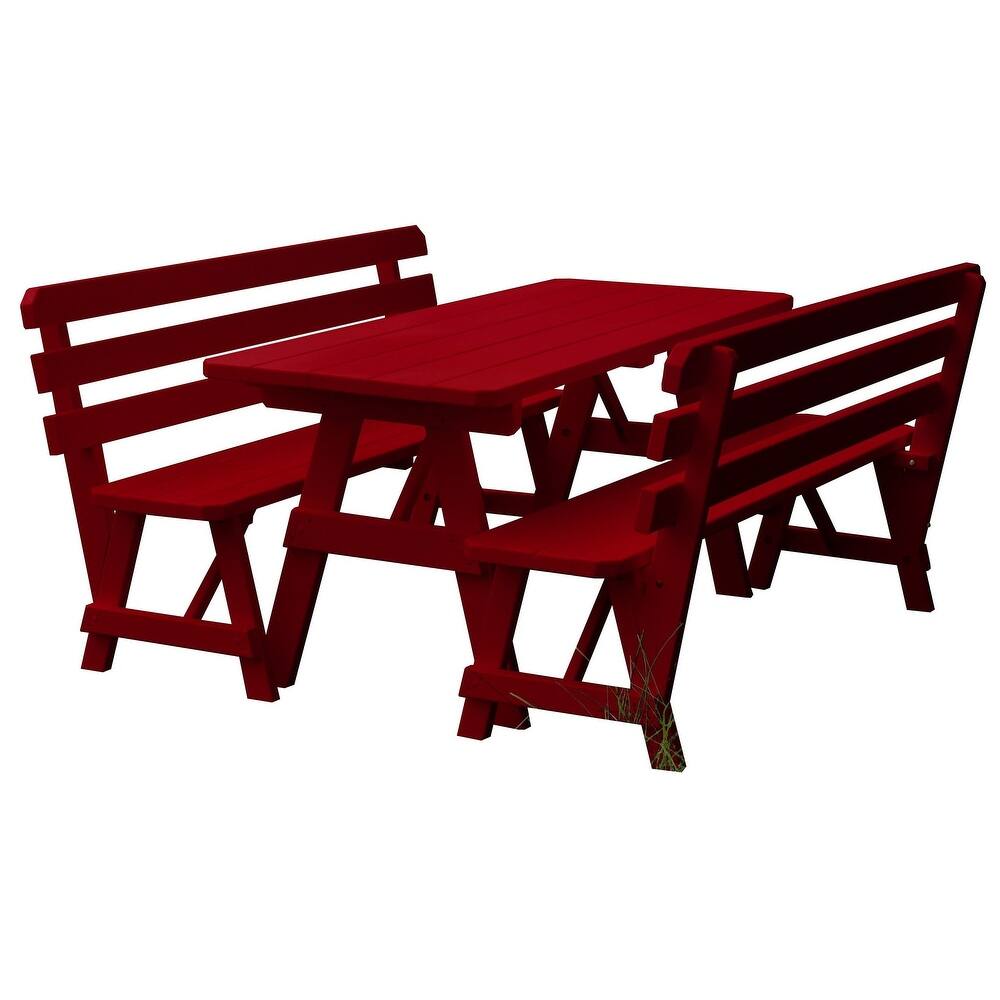 Pine 5' Picnic Table with 2 Backed Benches