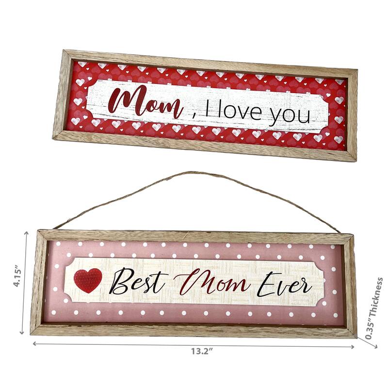IH Casa Decor Framed Wooden "Mom" Hangers Asstd - Set of 2